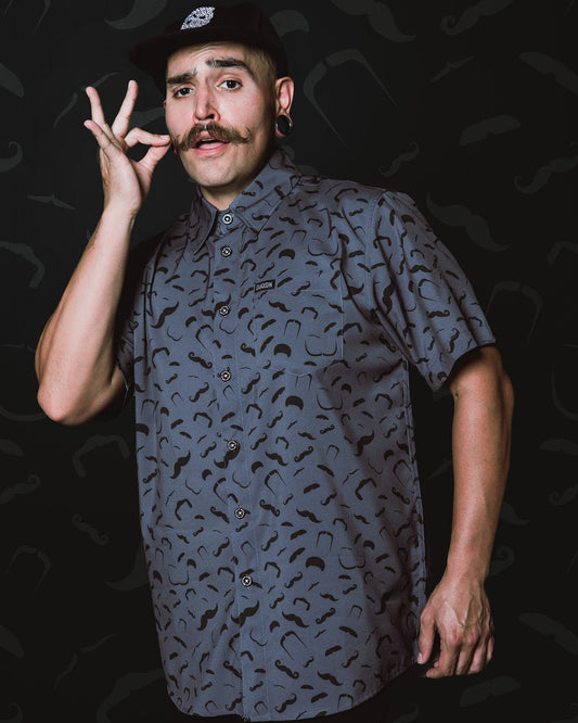 MUSTACHE RIDE SHORT SLEEVE BUTTON UP - MENS