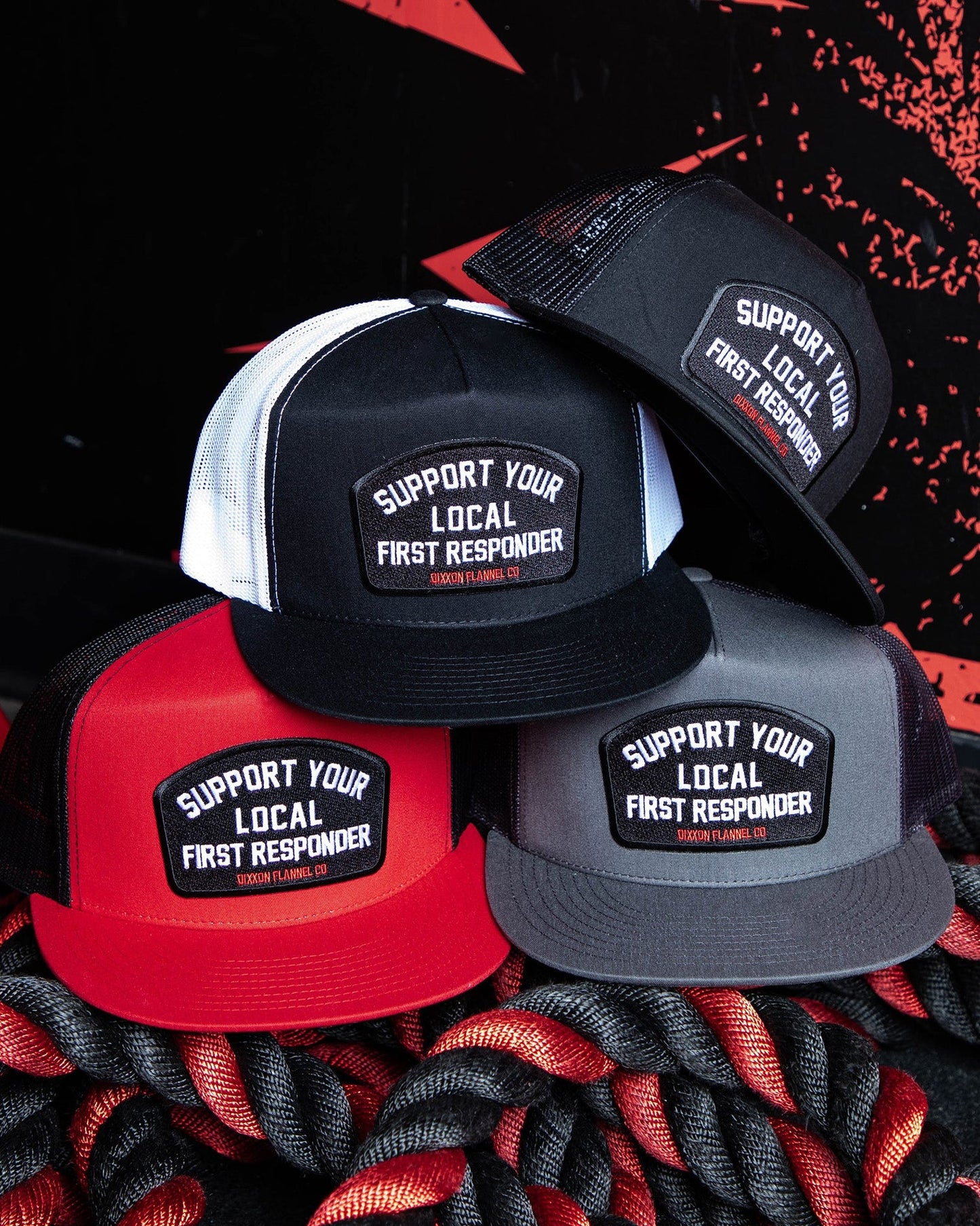 Support Your Local First Responder Flat Bill Trucker Snapback