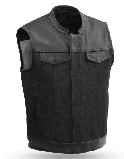 First MFG 49-51 Denim and Leather Vest