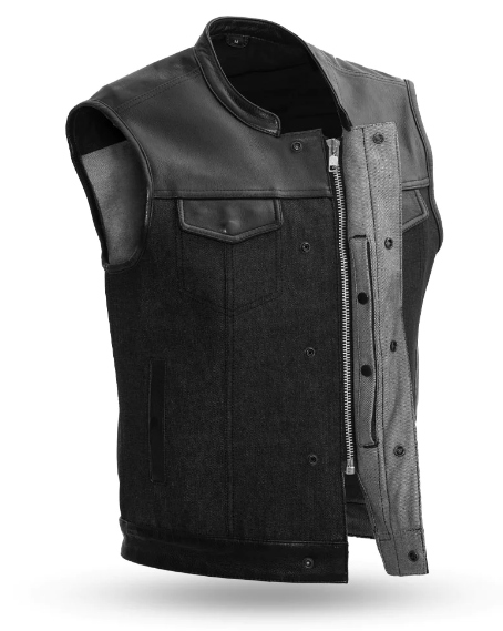 First MFG 49-51 Denim and Leather Vest